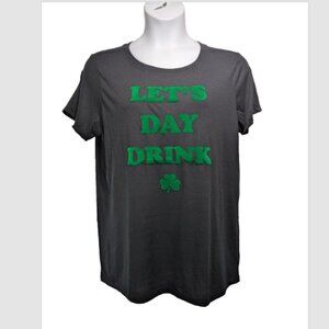 NWOT Torrid Day Drink Slim Fit Crew Neck Short Sleeve Tee Black Plus 1X